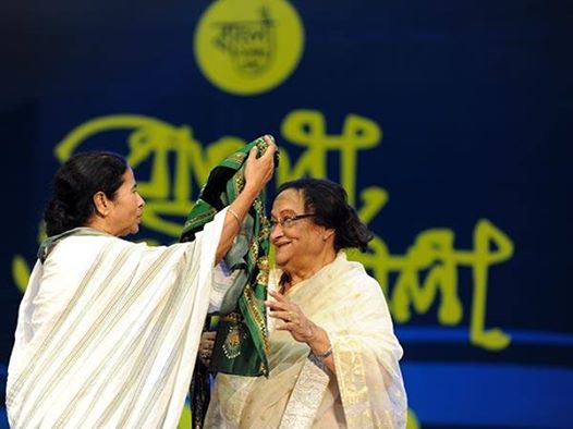 Photo: I am very sad  to learn that the legendary Firoza Begum has just breathed her last.    Her passing away will certainly create a huge void in the world of music and culture.    Firoza Begum's renditions in music are truly unforgettable.    She was like a bond that bridged the cultural world of Bangladesh and West Bengal.    We were honoured to confer on her our prestigious 'Sangeet Mahasamman' award in 2012.    In our first 'Agomoni' programme scheduled on 22nd September this year, we had decided to honour her with the State's highest civilian award, 'Banga Bibhusan'.    She had also agreed to come to Kolkata to receive the award.    But, now it's all over.    Hardly about 10 days back, we talked to each other. To me, her passing away is indeed a great personal loss. She used to treat me as a member of her family.    I remember, on the last occasion of our meeting, she was in tears while leaving and told me...'ar ki dekha hobe ?'    Today, these words keep ringing in my ears.    Firozadi, wherever you are, you will always be in our hearts.