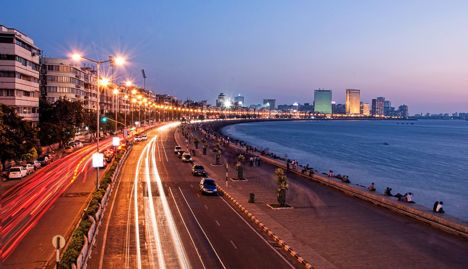An evening picture of the Marine Drive