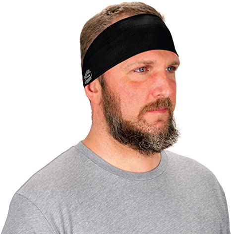 Ergodyne Chill Its 6634 Cooling Headband, Sports Headbands for Men and Women, Moisture Wicking, Black
