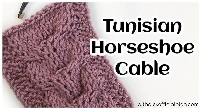 tunisian horseshoe cable swatch