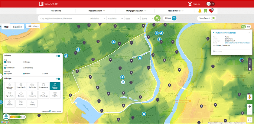 REALTOR.ca Local Insights map