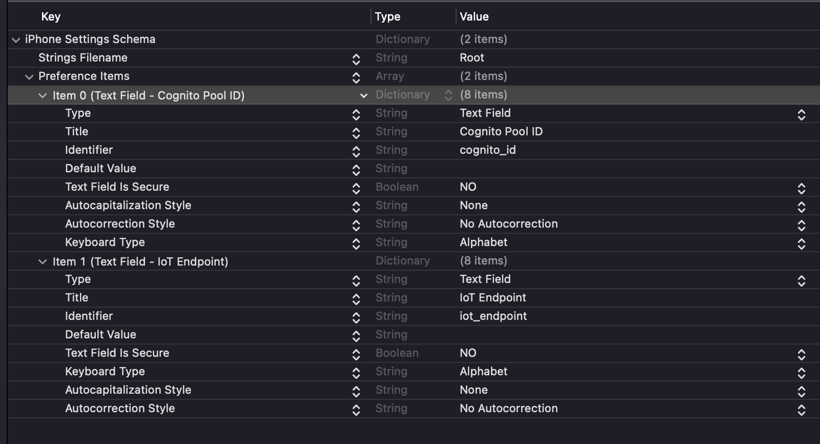 An image of the Root.plist file.