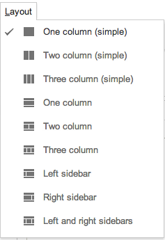 Google Sites page layout options