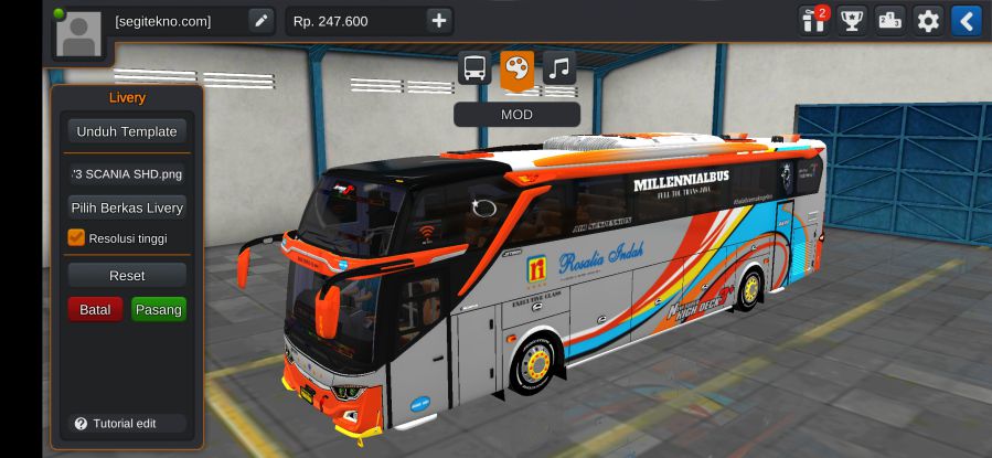 Download Mod Bussid Rosalia IndahMJB3+ Scania K360