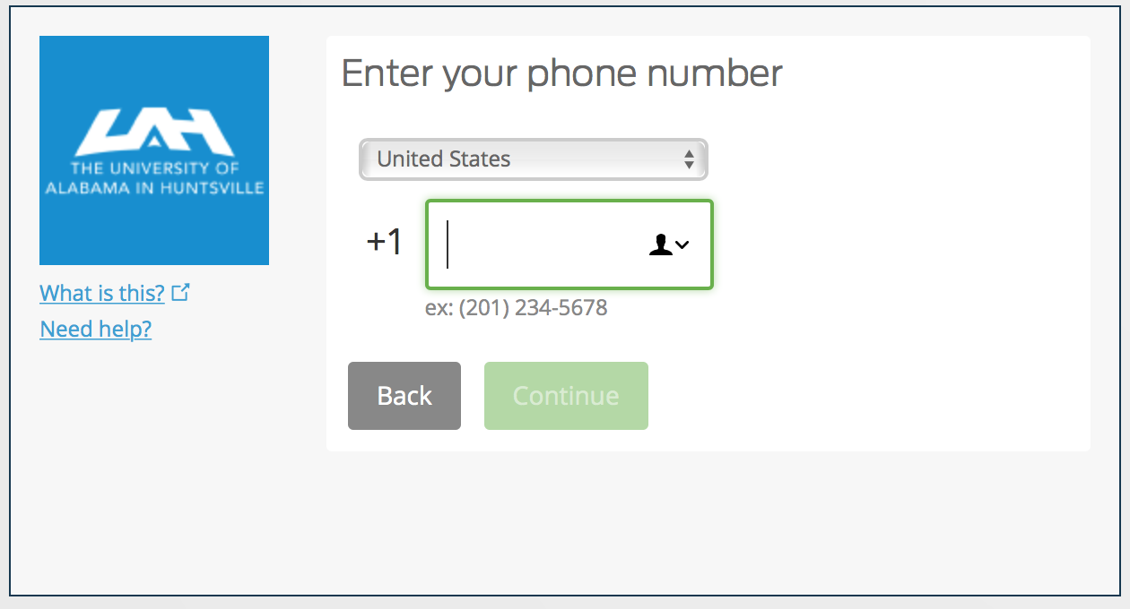 Visual Representation of Enter Phone Number Screen