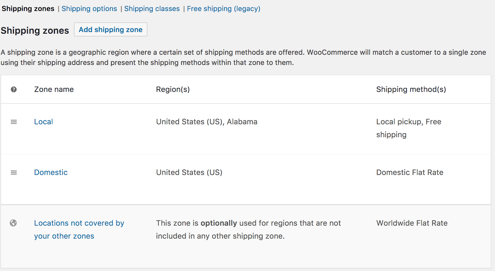 how to add a new shipping zone