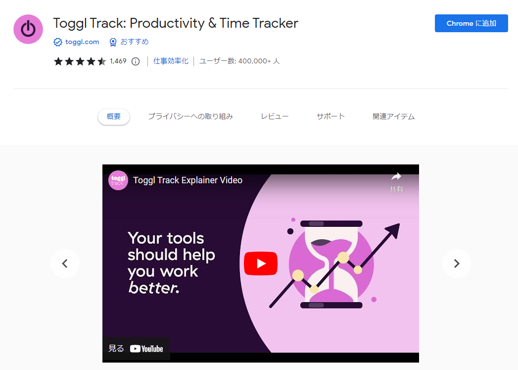 Toggl Button: Productivity & Time Tracker　作業時間計測機能