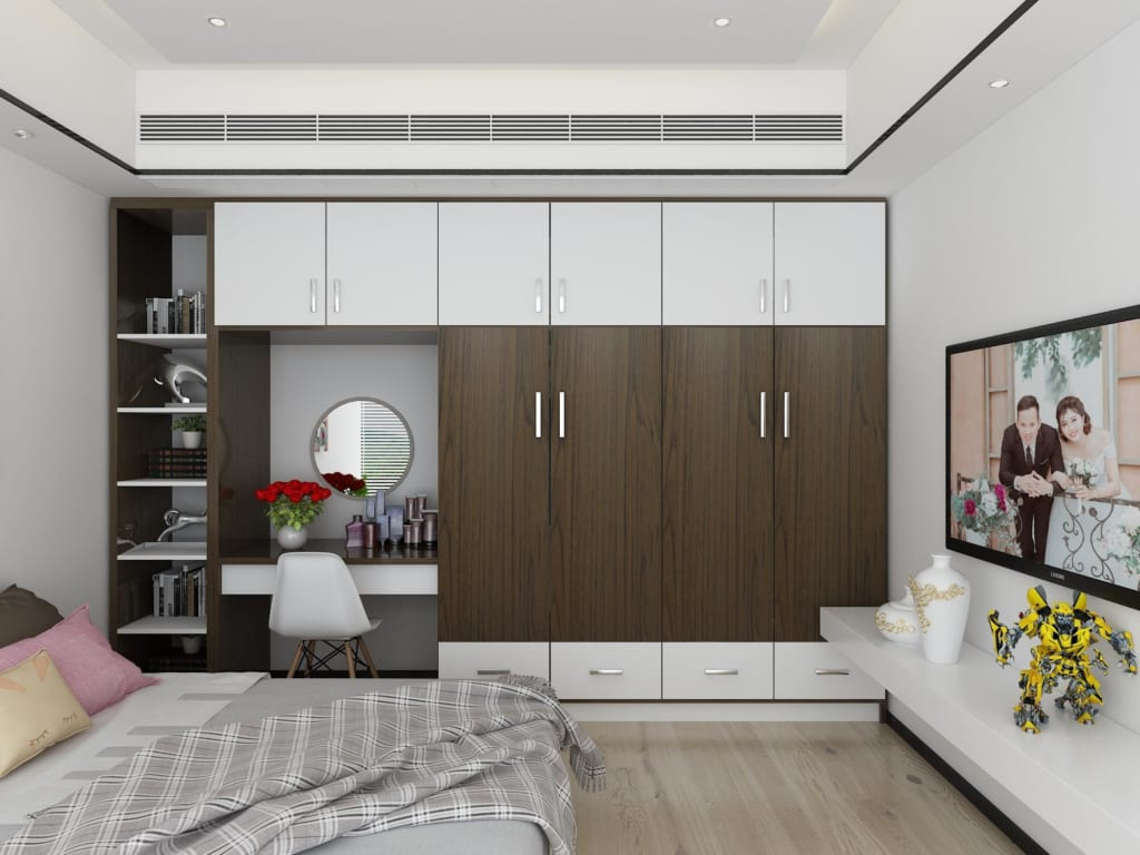 Bàn trang điểm nhựa liền tủ quần áo