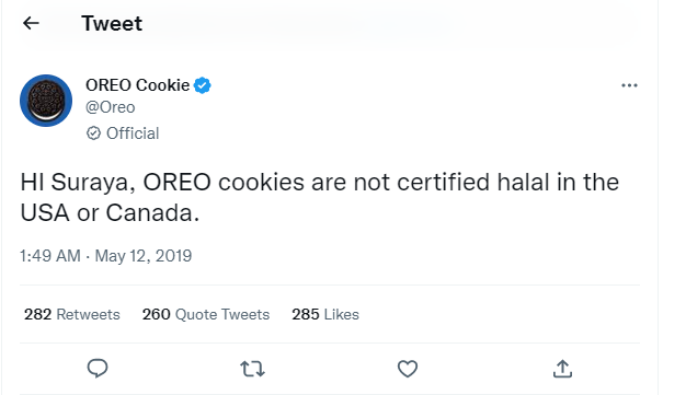 are oreos halal or not tweeted by oreo team