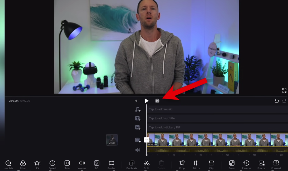 You can skip to the end of your footage by tapping the Back button 