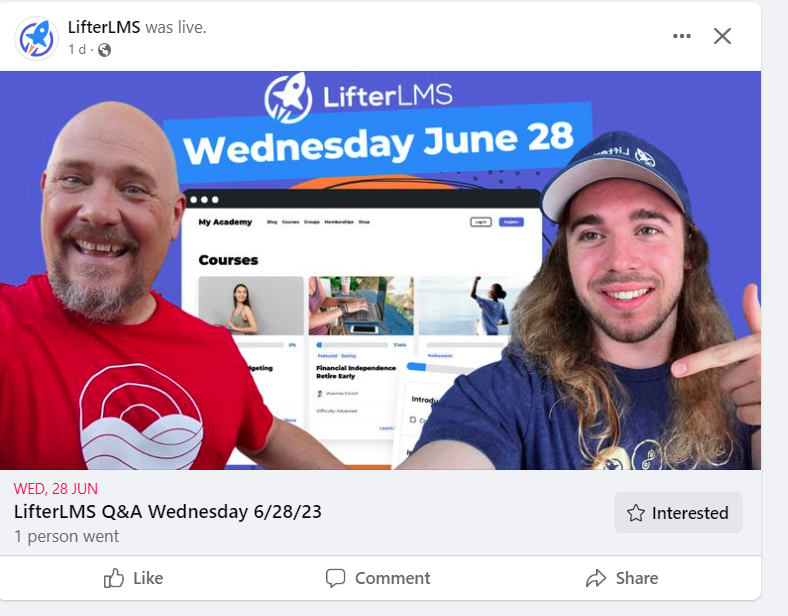 Event Response facebook ad