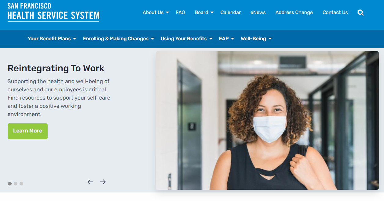 The San Francisco Health Service System is a top example of effective healthcare website design. 