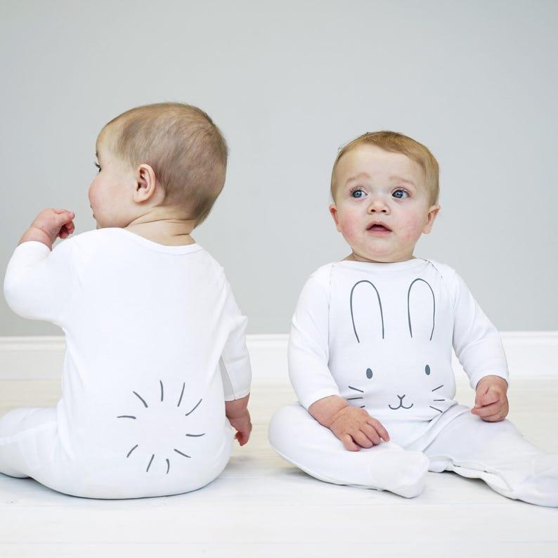 Bunny Face Sleepsuit  Bunny Face Romper  Bunny Face and Tail image 1