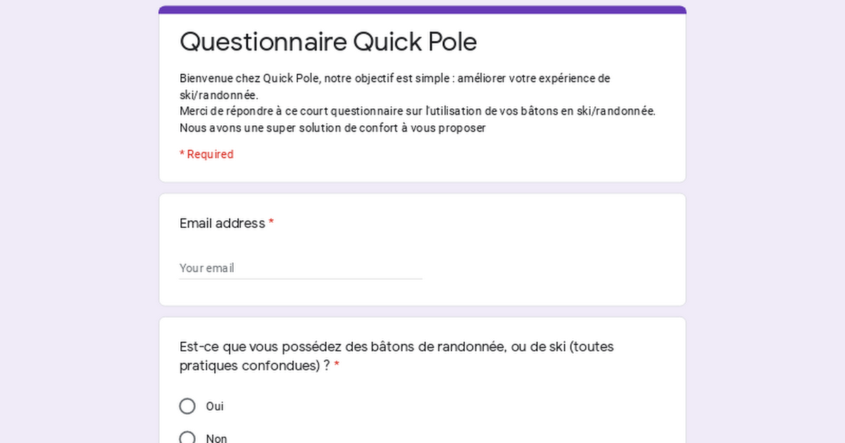 Questionnaire Quick Pole 