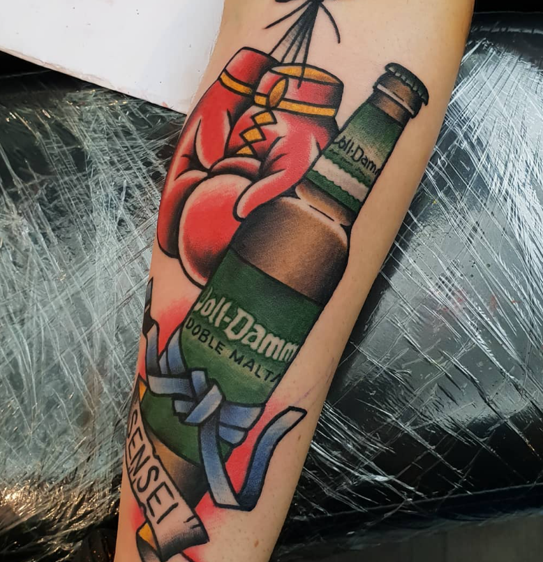 Beer Bottle Boxing Gloves Tattoos