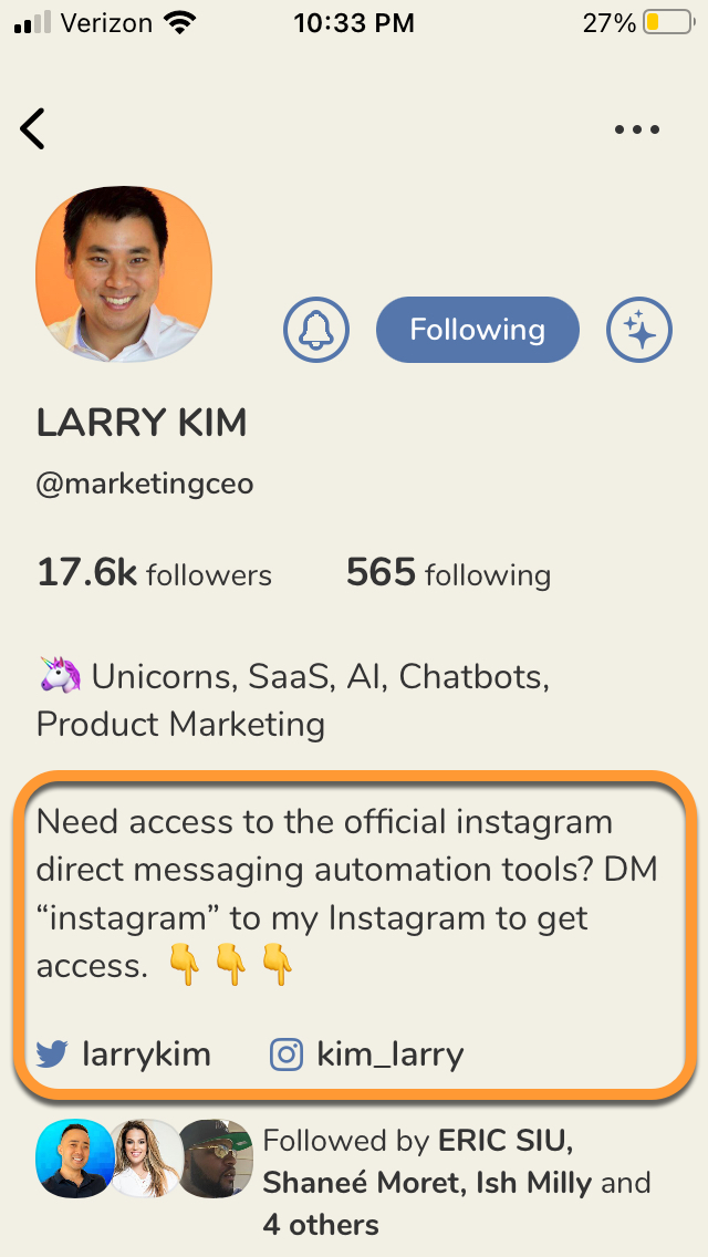 instagram affiliate marketing - larry on clubhouse