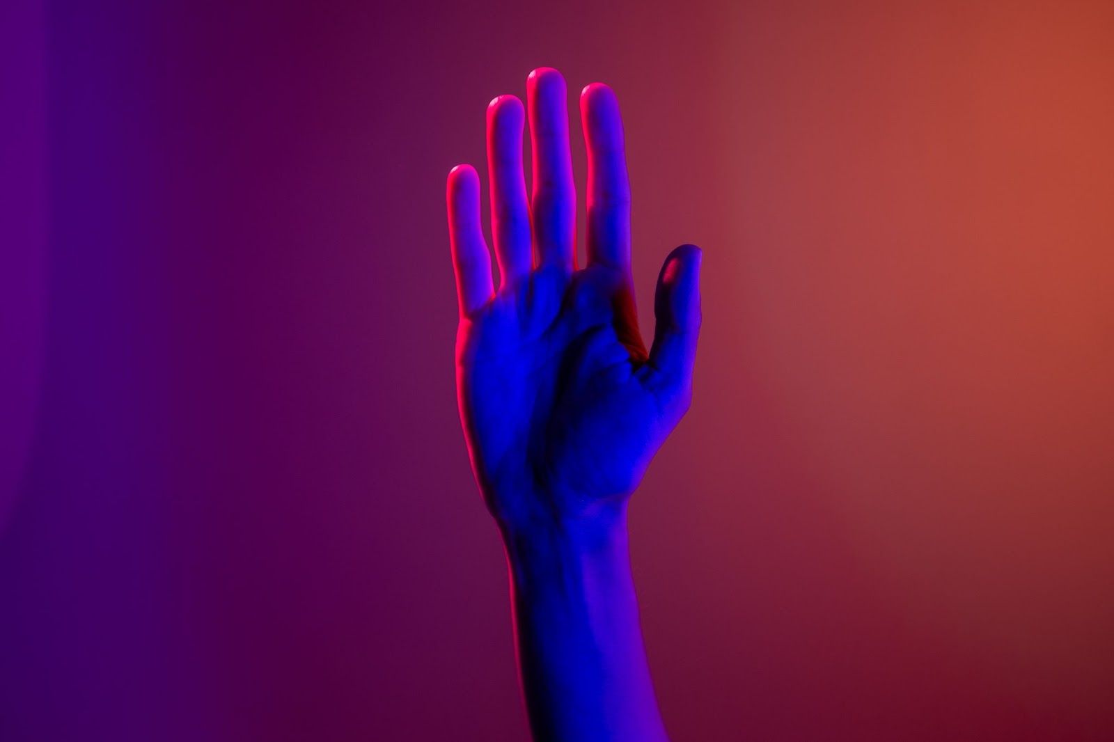 Five fingers of the left hand on a gradient background 