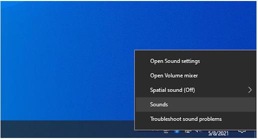 sounds from the context menu