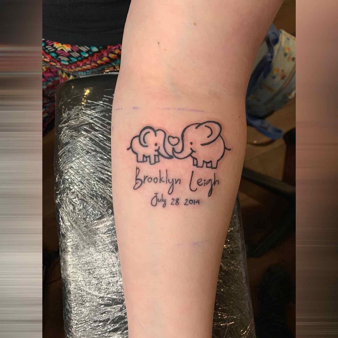 Personalized Elephant Forearm Tattoo