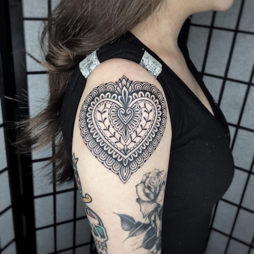 Heart Shaped Mandala Tattoo