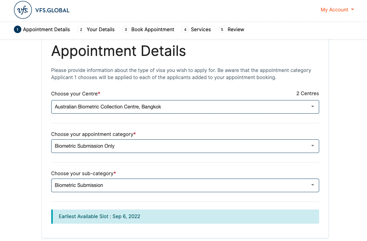 AUS Visa Application 