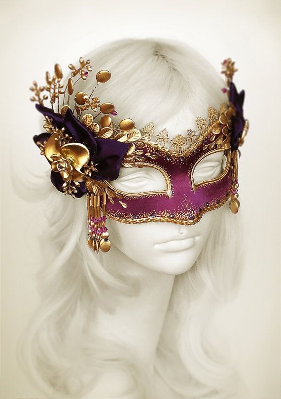 Purple &amp; Gold Masquerade Mask With Gold Embellishments - Purple Venetian  Mask - Gold Flower Masquerade Ball Mask | Gold masquerade mask, Masks  masquerade, Masquerade mask