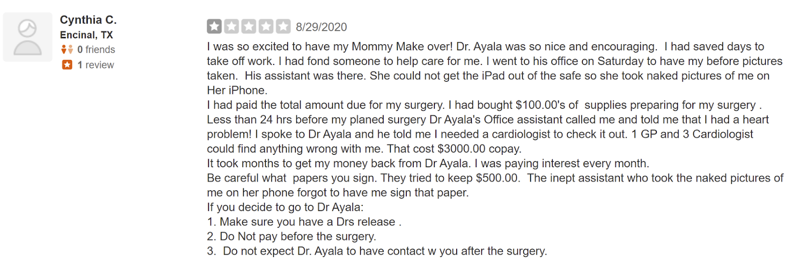 Ayala Plastic Surgery review
