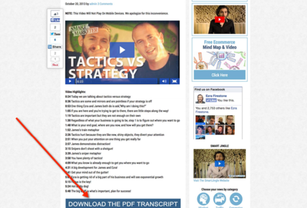 Lead generation strategies blog post with opt-ins enabled