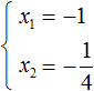 ответ на уравнение 4x2 + 5x + 1 = 0
