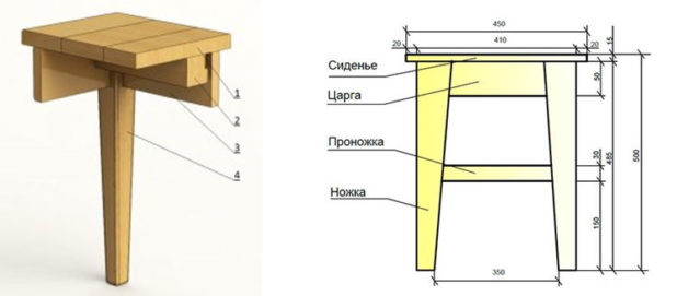 Чертеж табурета