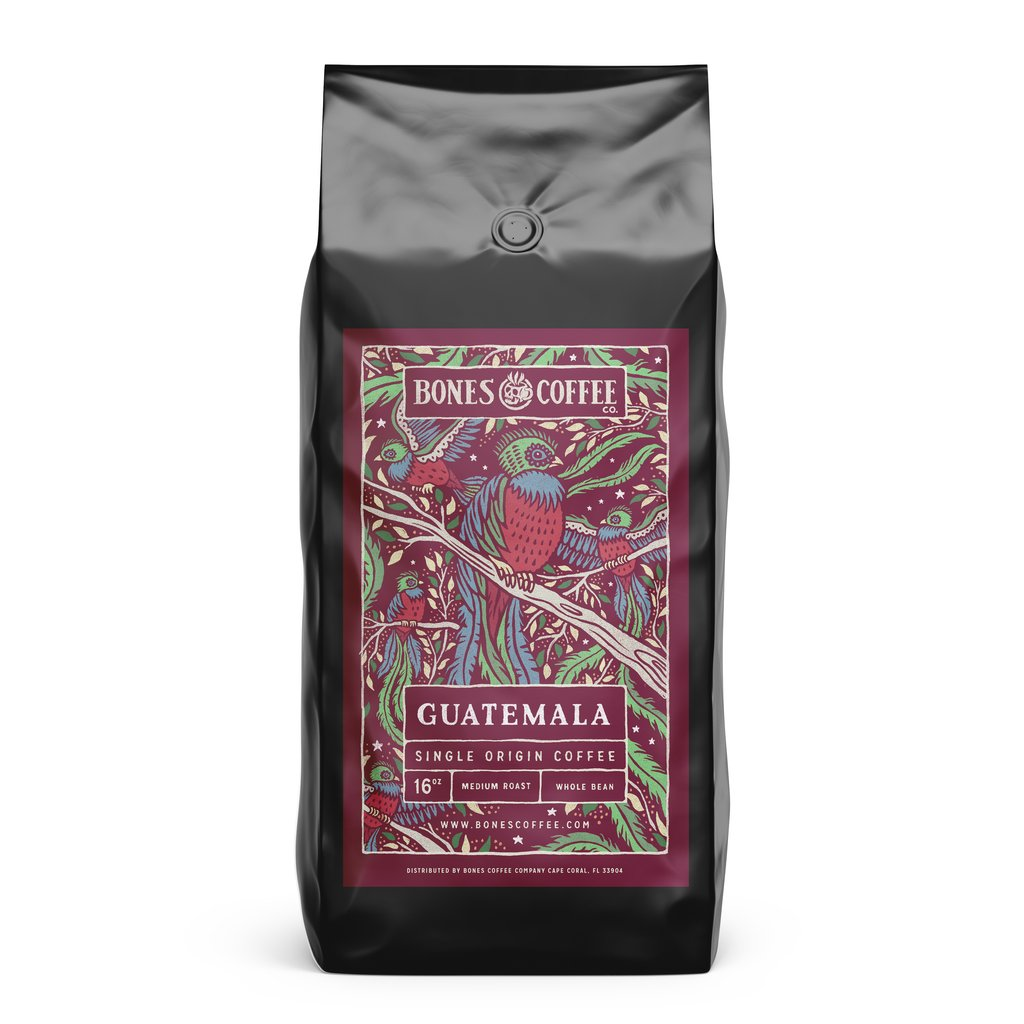 A 12 ounce bag of coffee from Guatemala.
