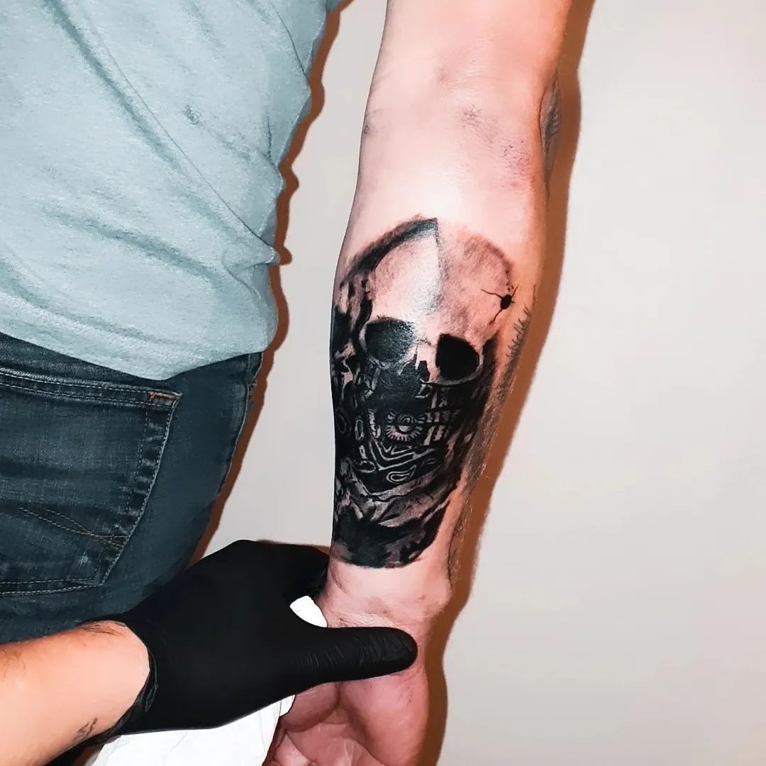 Awesome 2D Skull Wrist Tattoos For Men