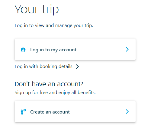KLM Airlines trip login to book