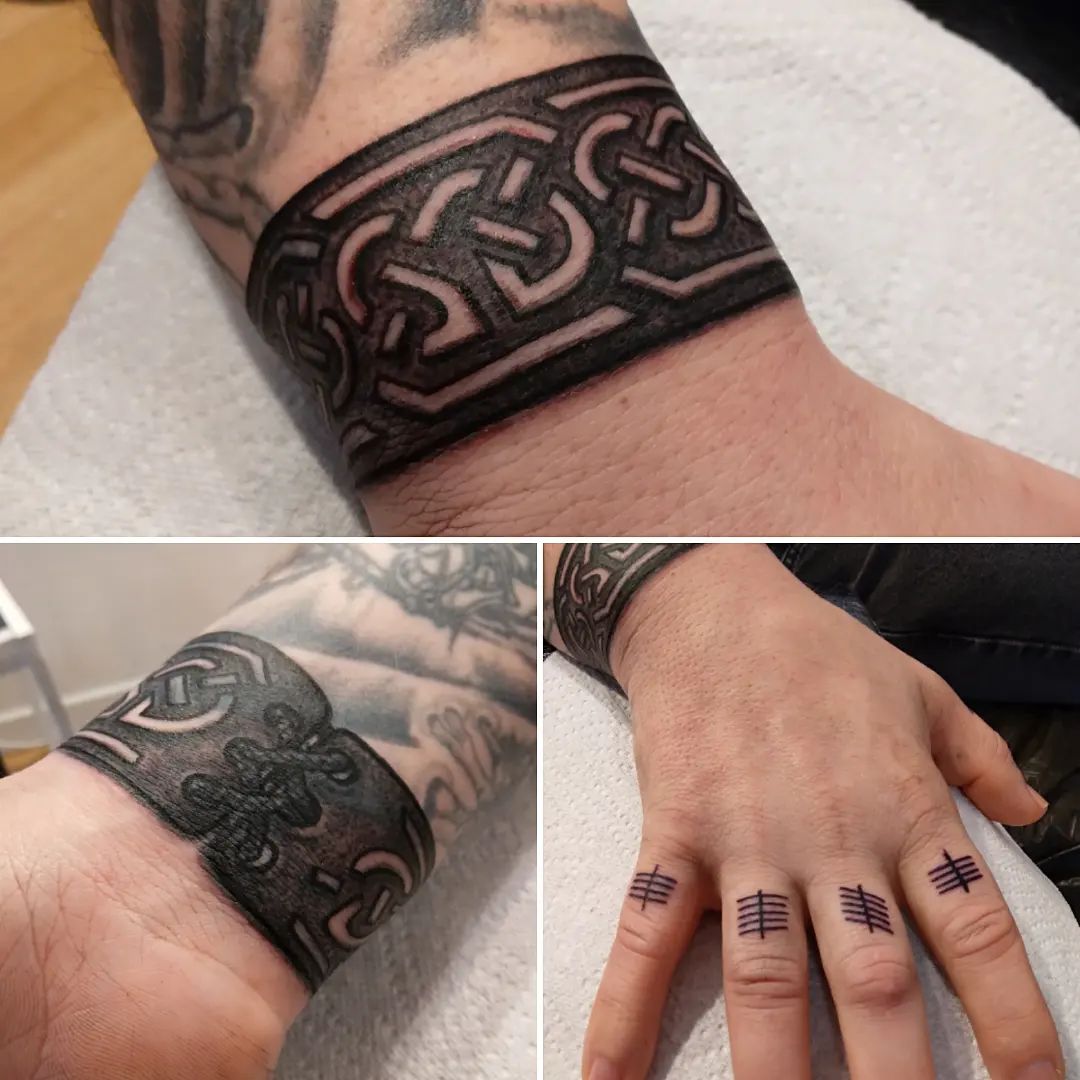 Celtic Knot Band Tattoo On Wrist