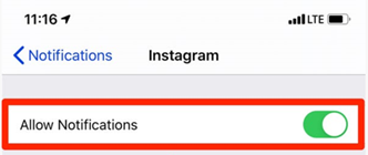 Instagram Allow Notifications screenshot