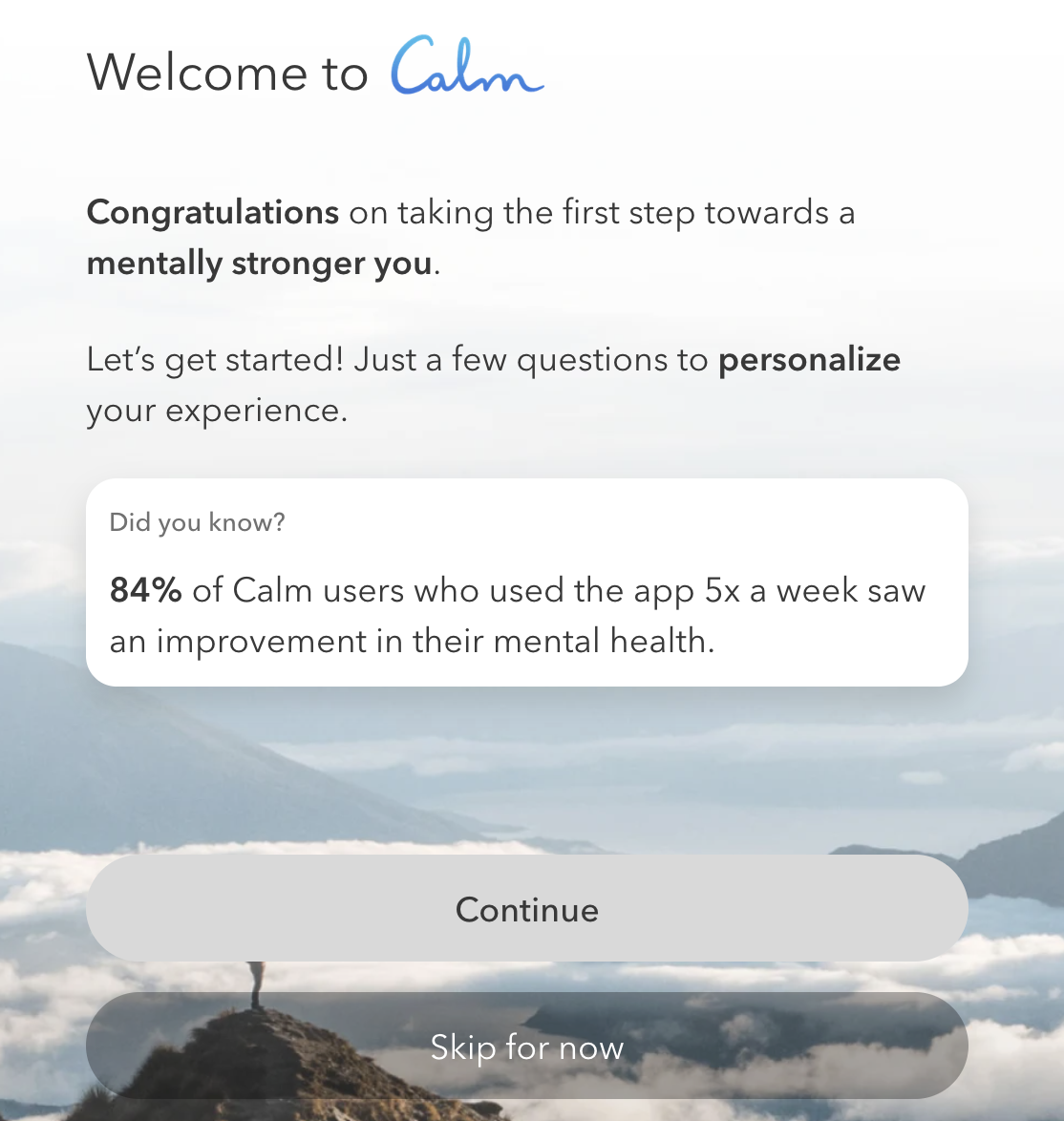 Screenshot of a meditation app that uses its data to help with social proof