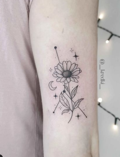Geometric Sunflower Tattoo Design