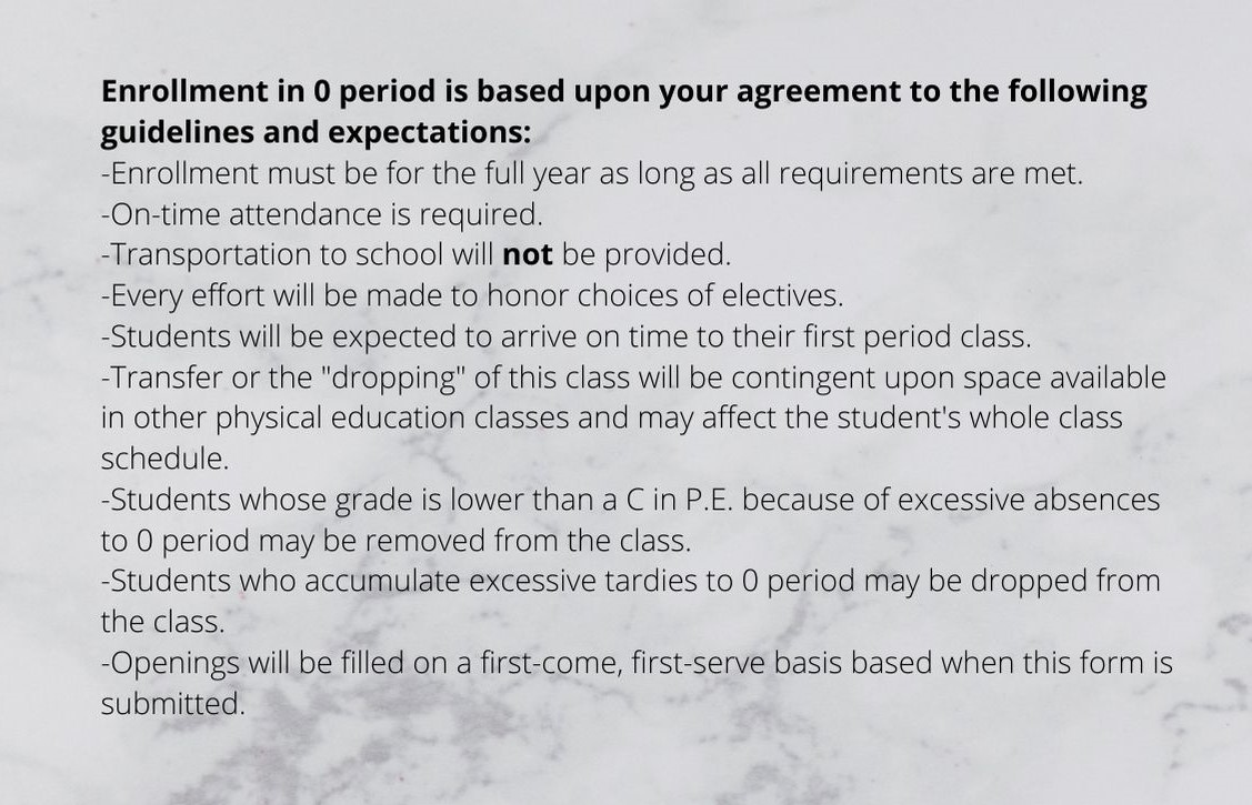 Enrollment in 0 period is based upon your agreement to the following guidelines and expectations. 