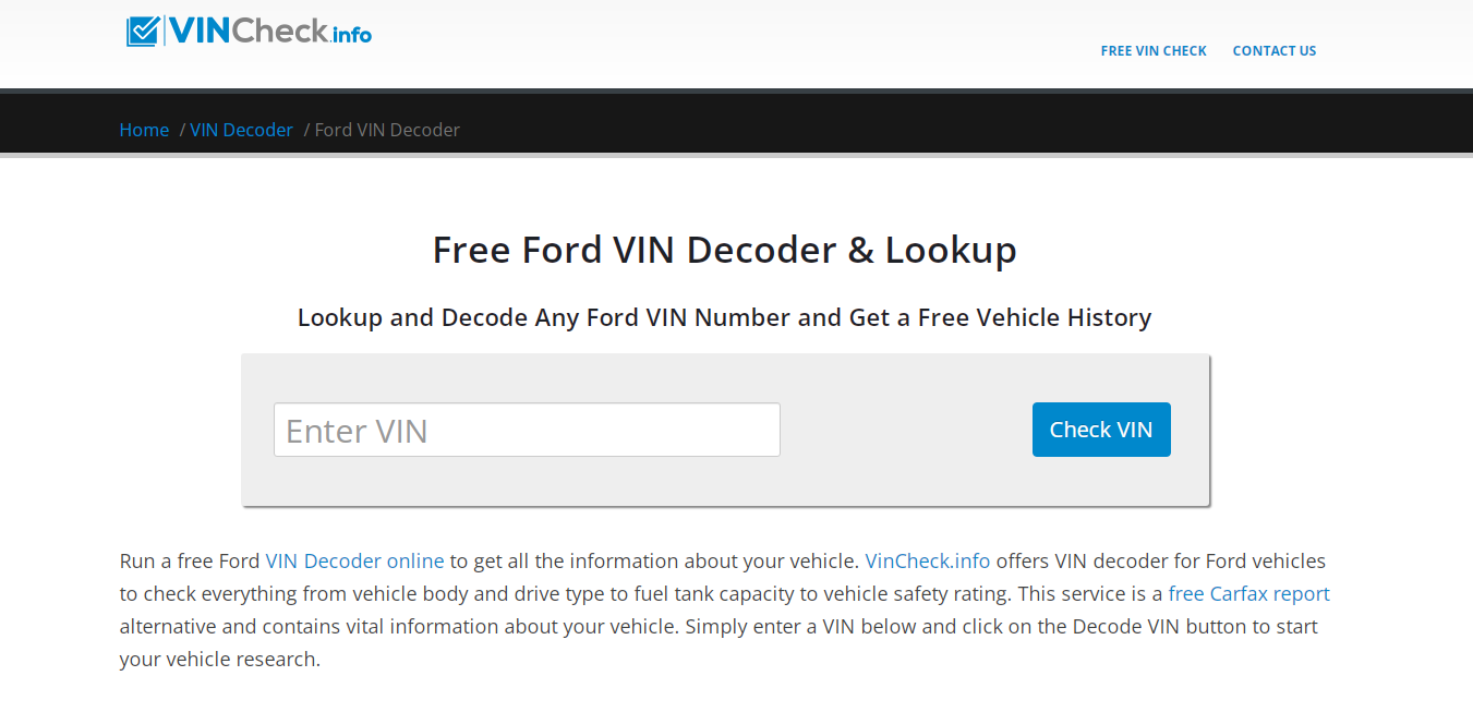 VIN Check Services