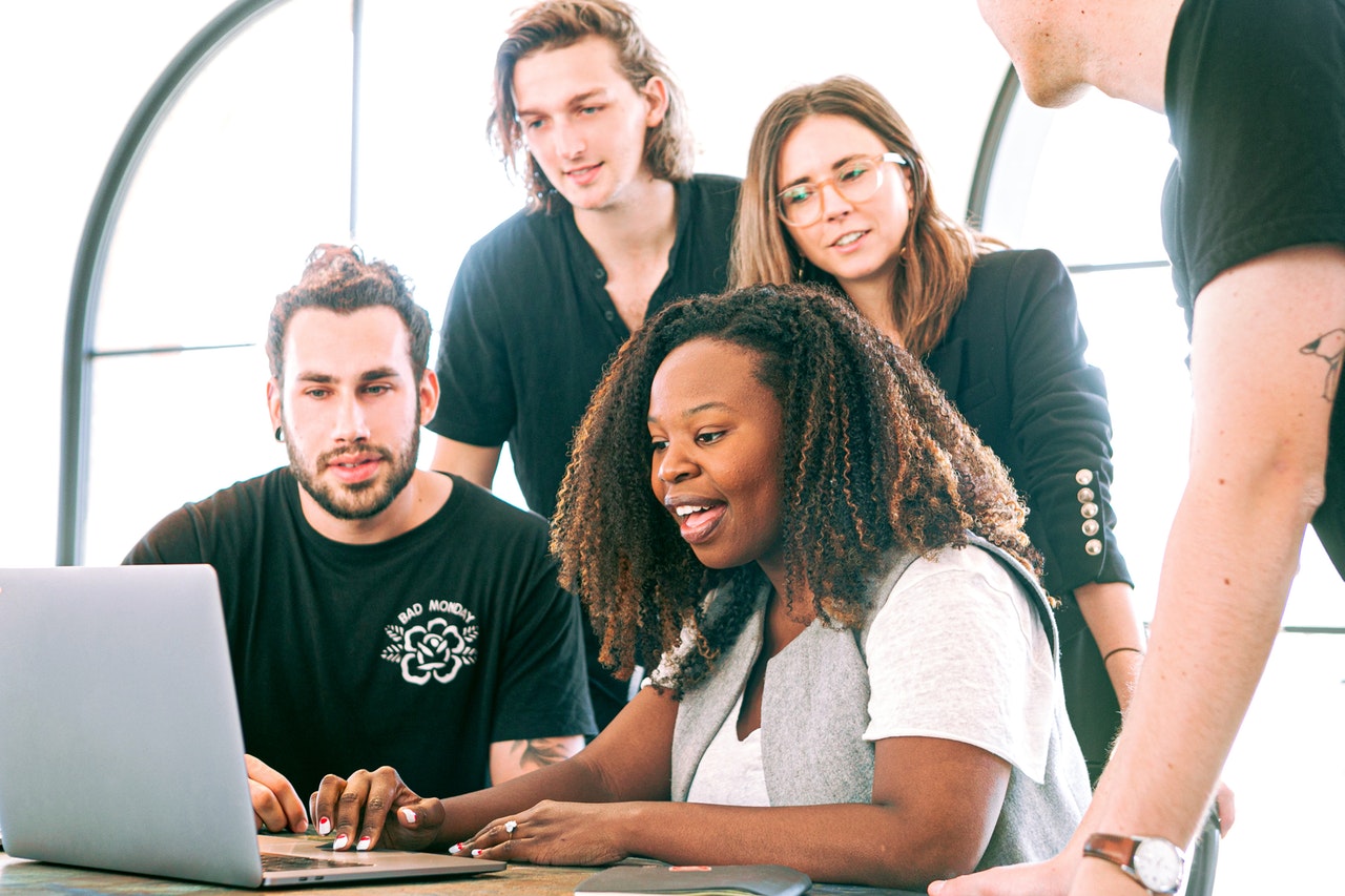 a team in an office