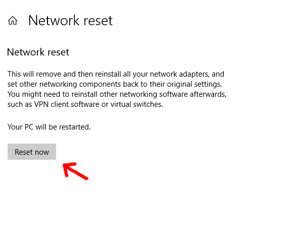 Resetting the network