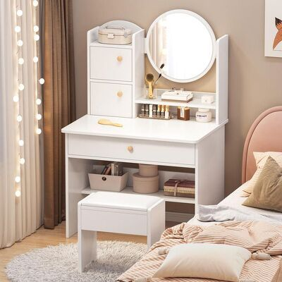 Bàn trang điểm makeup thiết kế gương tròn Tâm House - HX - MK38