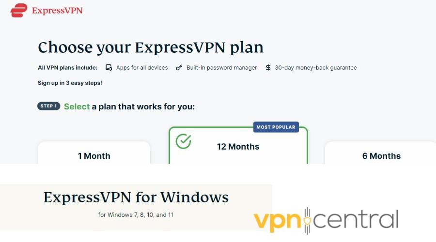 expressvpn choose a plan