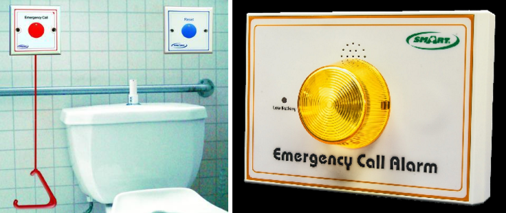 Restroom call box and alarm receiver