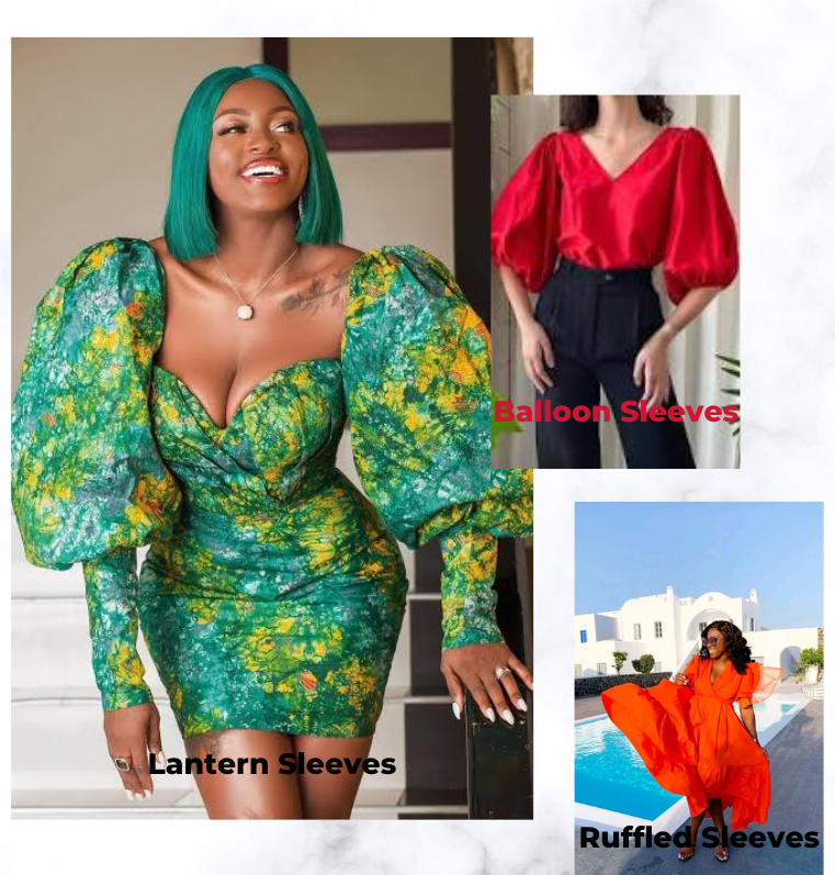 ruffled or pleated sleeves