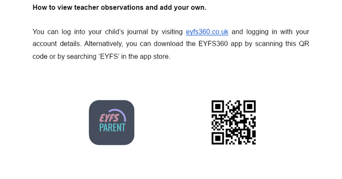 EYFS360 Adding and Viewing Observations - Parents