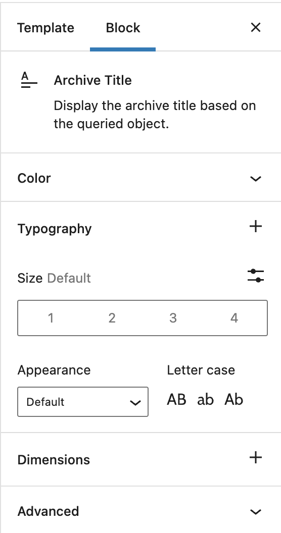 Block Settings in the Archive Title Block