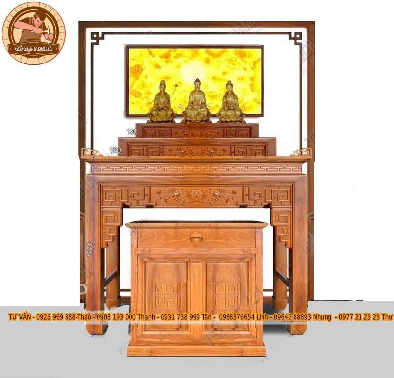 Bàn thờ Phật và gia tiên 2 tầng