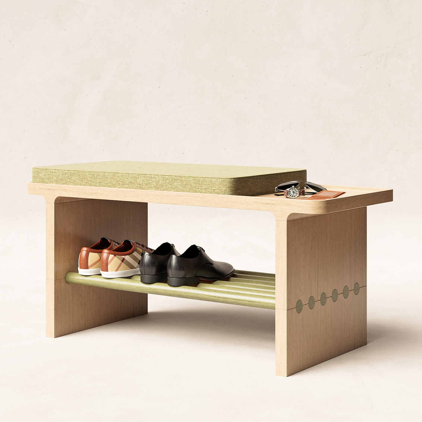 bench design furniture minimal product design  seat Shoe rack wood