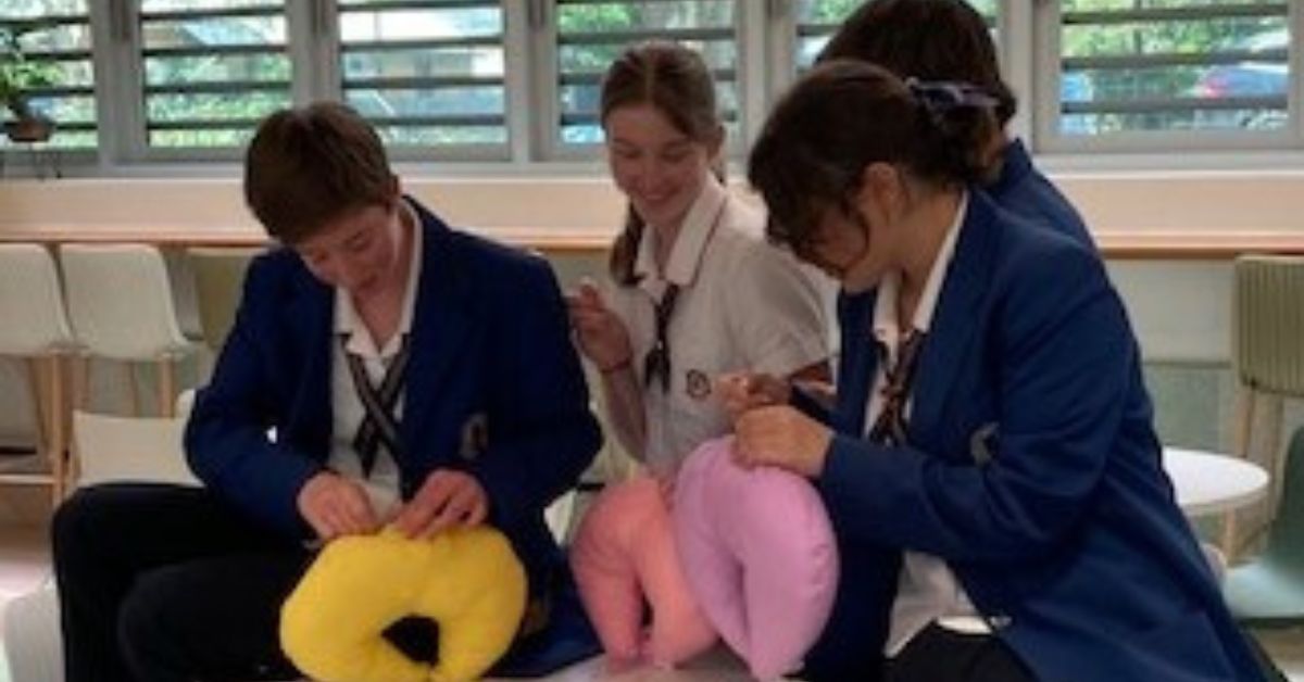Cannon Hill Anglican College Students Stitch up Breast Care Cushions to Support Breast Cancer Patients
